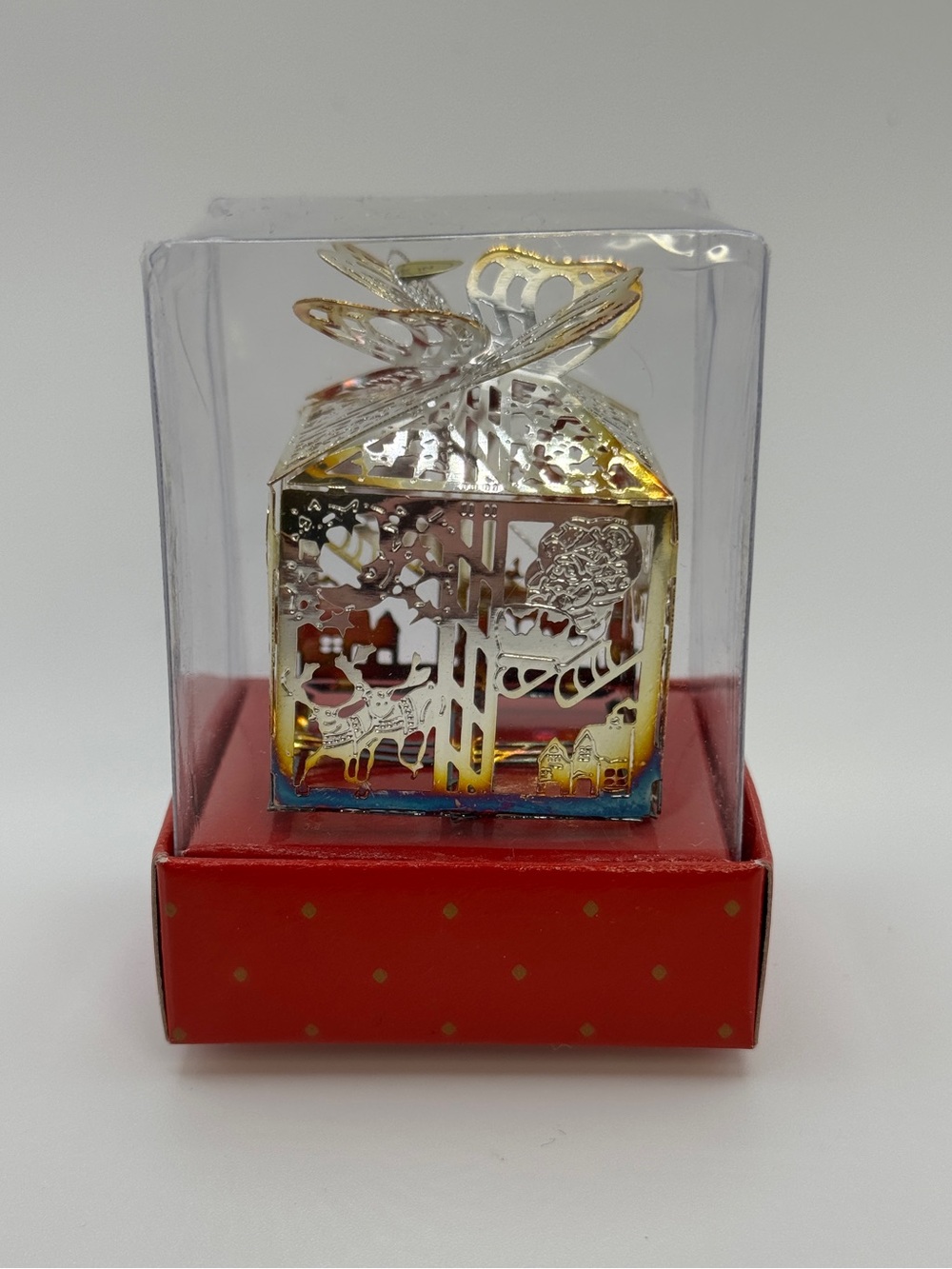 Vintage Eaton’s Elegance Silver Plated Christmas Ornament Box | Santa & Sleigh